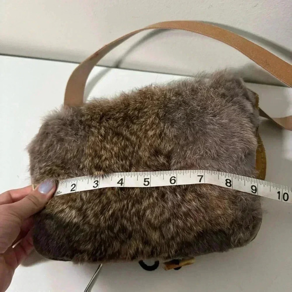 Rabbit  leather/fur pouch crossbody boho festival - Picture 8 of 8